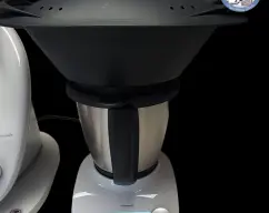 Step <p>●Coloque 400 g agua en el vaso y retire el vaso de la Thermomix e introduzcalo en el Thermomix Friend</p><p>●Coloque el varoma cubierto en su posición sobré la tapa del vaso de la Thermomix Friend y calienta 18 min / varoma /giro inverso / vel 1</p><p>●Continuamos con la receta</p> illustration